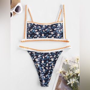 Swimsuit Strappy Tie Side Bikini Set Triangle Cheeky String Brazilian Swimwear